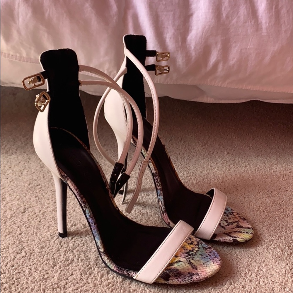 White strappy Wild Diva Heels